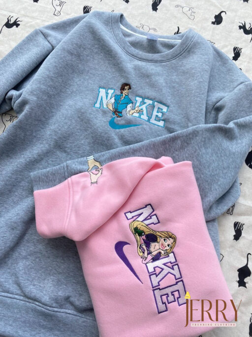 Rapunzel And Flynn Disney Nike Embroidered Sweatshirts