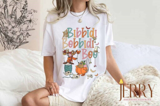 Retro Bibbidi Bobbidi Boo Halloween Comfort Shirt, Jaq And Gus Shirt, Halloween Pumpkin Shirt, Disney Cinderella T-shirt, Bobbidi Toddler