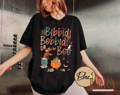 Retro Bibbidi Bobbidi Boo Halloween Comfort Shirt, Jaq And Gus Shirt, Halloween Pumpkin Shirt, Disney Cinderella T-shirt, Bobbidi Toddler