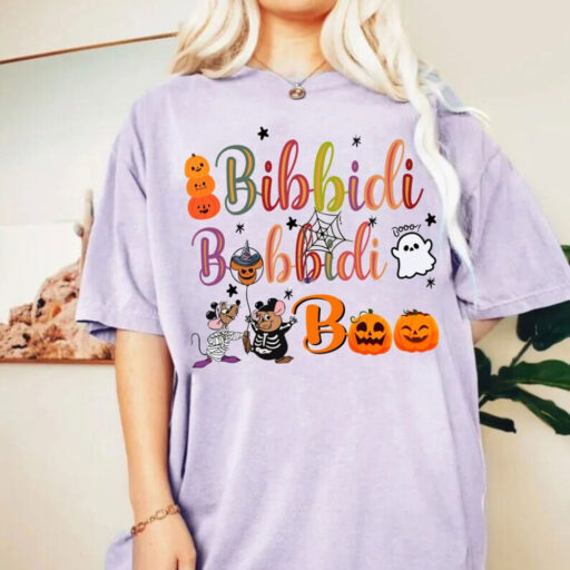 Retro Bibbidi Bobbidi Boo Halloween Shirt, Jaq And Gus Shirt, Halloween Pumpkin Shirt, Disney Cinderella T-shirt, Disney Halloween Shirt