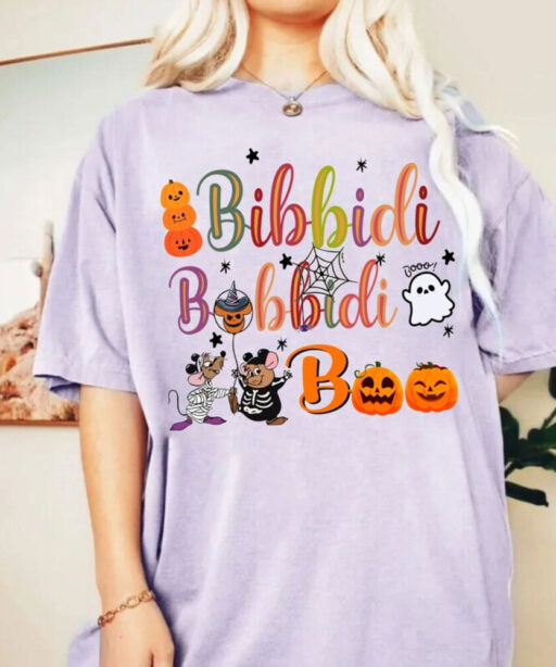 Retro Bibbidi Bobbidi Boo Halloween Shirt, Jaq And Gus Shirt, Halloween Pumpkin Shirt, Disney Cinderella T-shirt, Disney Halloween Shirt