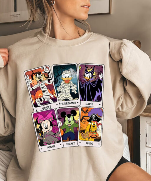 Retro Disney Halloween Mickey and Friends Card Comfort Colors Shirt, Retro Disneyland Halloween, Trick Or Treat Shirt, Halloween Sweatshirt