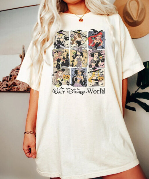 Retro Disney Halloween Princess Comfort Color Shirt, Walt Disney World Halloween Shirt, Princess Halloween Shirt, Disney Halloween Shirt