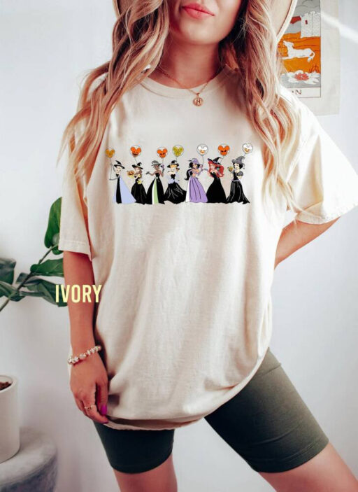 Retro Disney Princess Characters Halloween Comfort Color Shirt, Disney Halloween Balloon Unisex T-Shirt, Halloween Princess Party Sweatshirt