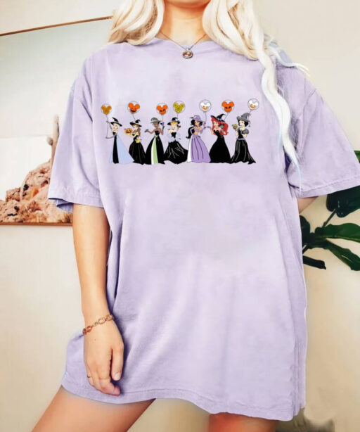 Retro Disney Princess Characters Halloween Comfort Color Shirt, Disney Halloween Balloon Unisex T-Shirt, Halloween Princess Party Sweatshirt