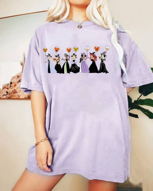 Retro Disney Princess Characters Halloween Comfort Color Shirt, Disney Halloween Balloon Unisex T-Shirt, Halloween Princess Party Sweatshirt