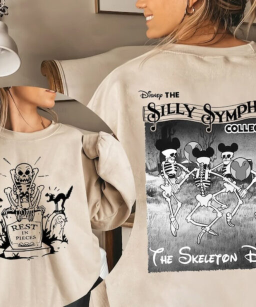 Retro Disney Silly Symphony Skeleton Dance Sweatshirt, Mickey Halloween Comfort Color Shirt, Halloweentown Fall shirts, Halloween Party 2023