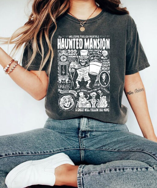 Retro Disney The Haunted Mansion Comfort Color Shirt, Haunted Mansion Tee, Disney Matching Tee, Halloween Party Shirt, Disneyland Trip 2023.