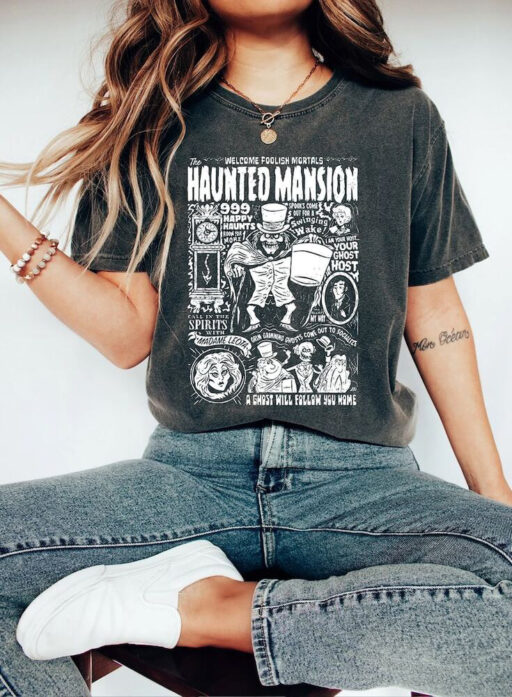 Retro Disney The Haunted Mansion Comfort Color Shirt, Haunted Mansion Tee, Disney Matching Tee, Halloween Party Shirt, Disneyland Trip 2023.