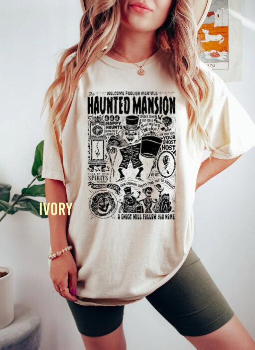 Retro Disney The Haunted Mansion Comfort Color Shirt, Haunted Mansion Tee, Disney Matching Tee, Halloween Party Shirt, Disneyland Trip 2023.