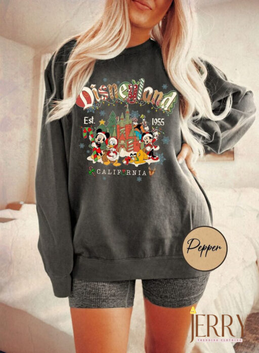 Retro Disneyland California Est 1955 Sweatshirt, Disney Comfort Sweatshirt, Disneyland Christmas, Merry Christmas 2023 Sweatshirt