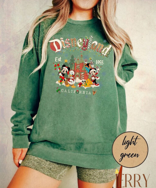 Retro Disneyland California Est 1955 Sweatshirt, Disney Comfort Sweatshirt, Disneyland Christmas, Merry Christmas 2023 Sweatshirt