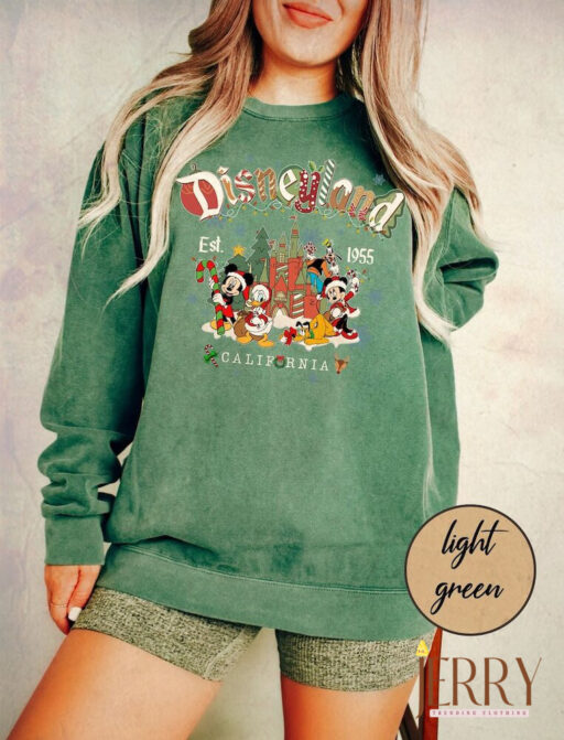 Retro Disneyland California Est 1955 Sweatshirt, Disney Comfort Sweatshirt, Disneyland Christmas, Merry Christmas 2023 Sweatshirt