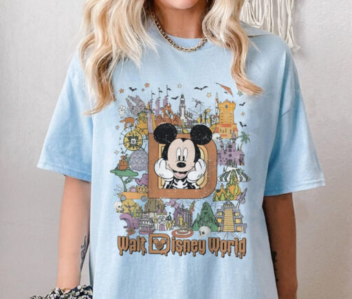 Retro Disneyland Halloween Shirt, Halloween Matching Shirt, Spooky Season Shirt, Disney Halloween Shirt, Stretching Room, Mickey and Friend