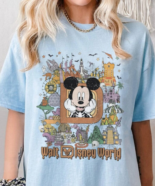 Retro Disneyland Halloween Shirt, Halloween Matching Shirt, Spooky Season Shirt, Disney Halloween Shirt, Stretching Room, Mickey and Friend