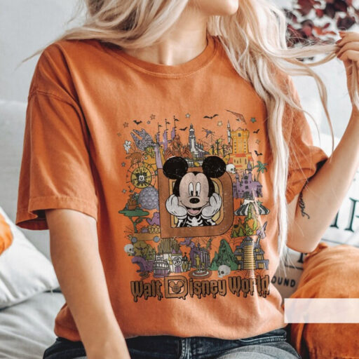 Retro Disneyland Halloween Shirt, Halloween Matching Shirt, Spooky Season Shirt, Disney Halloween Shirt, Stretching Room, Mickey and Friend
