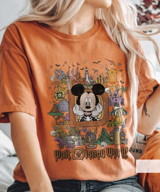 Retro Disneyland Halloween Shirt, Halloween Matching Shirt, Spooky Season Shirt, Disney Halloween Shirt, Stretching Room, Mickey and Friend