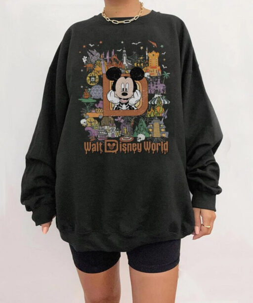 Retro Disneyland Halloween Shirt, Halloween Matching Shirt, Spooky Season Shirt, Disney Halloween Shirt, Stretching Room, Mickey and Friend