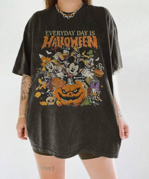 Retro Everyday Is Halloween Shirt, Vintage Disney Halloween Shirt, Winnie Pooh Shirt, Mickey Co, The Nightmare Before, Mickey and Friend