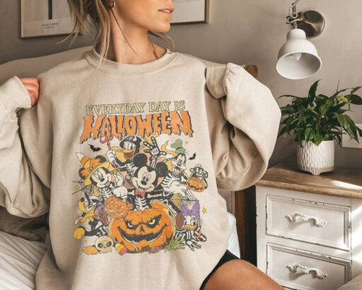 Retro Everyday Is Halloween Shirt, Vintage Disney Halloween Shirt, Winnie Pooh Shirt, Mickey Co, The Nightmare Before, Mickey and Friend