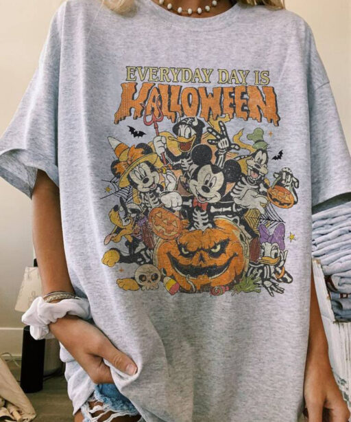 Retro Everyday Is Halloween Shirt, Vintage Disney Halloween Shirt, Winnie Pooh Shirt, Mickey Co, The Nightmare Before, Mickey and Friend