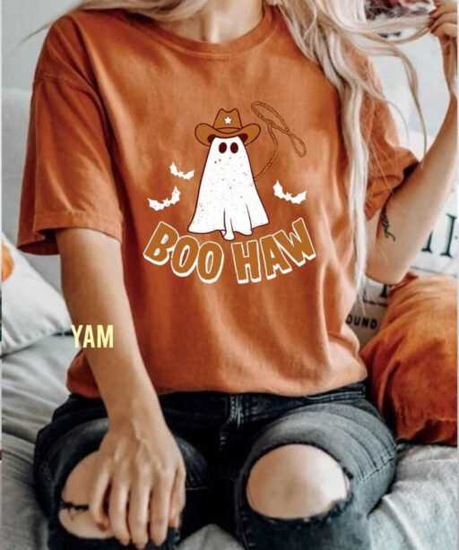 Retro Halloween Boo Comfort Colors Shirt, Vintage Ghost Halloween T-Shirt, Boo Haw Western Tee, Witch Shirt, Disney Halloween Party Shirt.