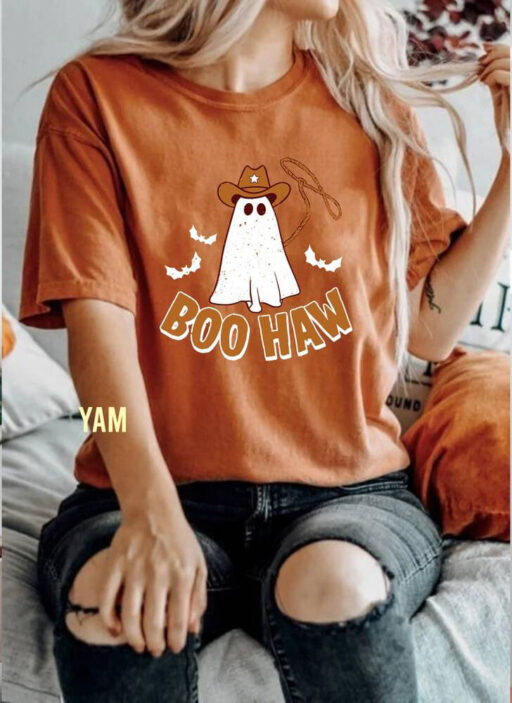 Retro Halloween Boo Comfort Colors Shirt, Vintage Ghost Halloween T-Shirt, Boo Haw Western Tee, Witch Shirt, Disney Halloween Party Shirt.