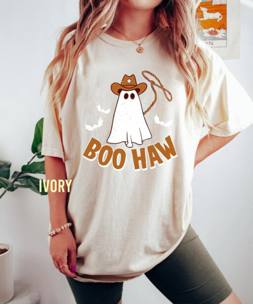 Retro Halloween Boo Comfort Colors Shirt, Vintage Ghost Halloween T-Shirt, Boo Haw Western Tee, Witch Shirt, Disney Halloween Party Shirt.