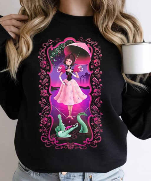 Retro Halloween Flower Poison Tightrope Walker Sweater, Tightrope Girl Haunted Mansion Comfort Color Shirt, Halloween Party Unisex T-Shirt.