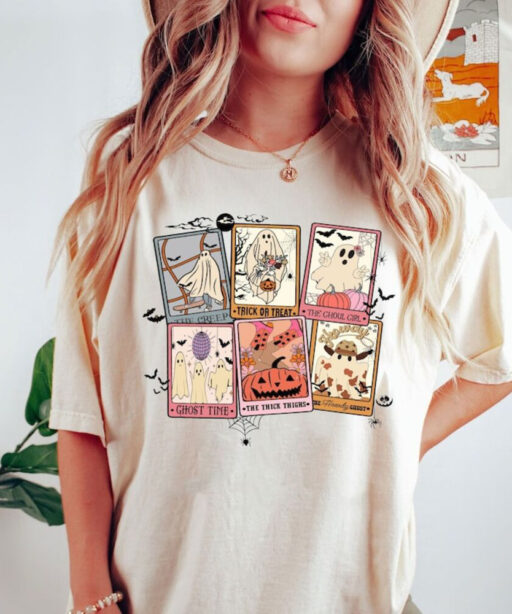 Retro Halloween Ghost Tarot Card Shirt,Retro Halloween Shirt, Retro Western Shirt, Halloween Shirt,Spooky Season Shirt, Disney Halloween,Boo