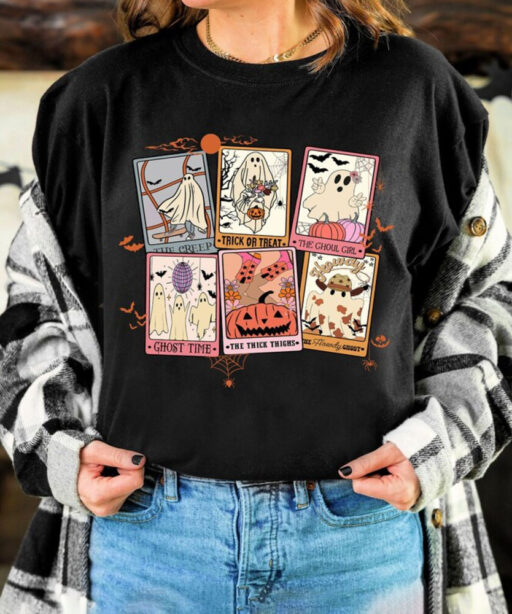 Retro Halloween Ghost Tarot Card Shirt,Retro Halloween Shirt, Retro Western Shirt, Halloween Shirt,Spooky Season Shirt, Disney Halloween,Boo