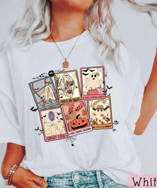 Retro Halloween Ghost Tarot Card Shirt,Retro Halloween Shirt, Retro Western Shirt, Halloween Shirt,Spooky Season Shirt, Disney Halloween,Boo