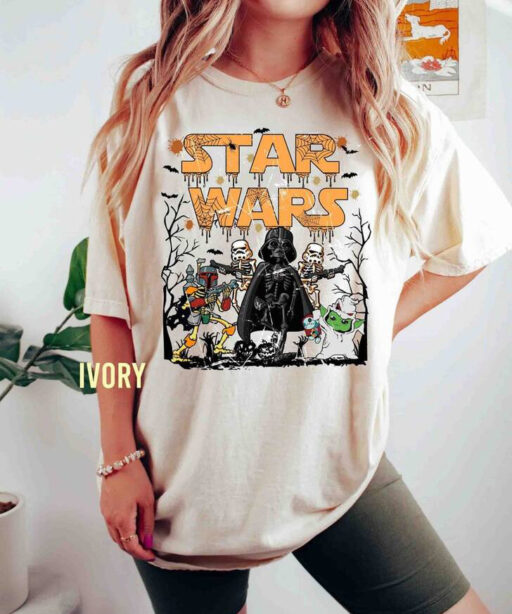 Retro Halloween Star Wars Comfort Colors Shirt, Halloween Magic Kingdom T-Shirt, Halloween Star War Mickey Ears Tee, Halloween Party Shirt