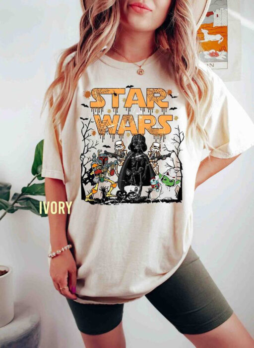 Retro Halloween Star Wars Comfort Colors Shirt, Halloween Magic Kingdom T-Shirt, Halloween Star War Mickey Ears Tee, Halloween Party Shirt