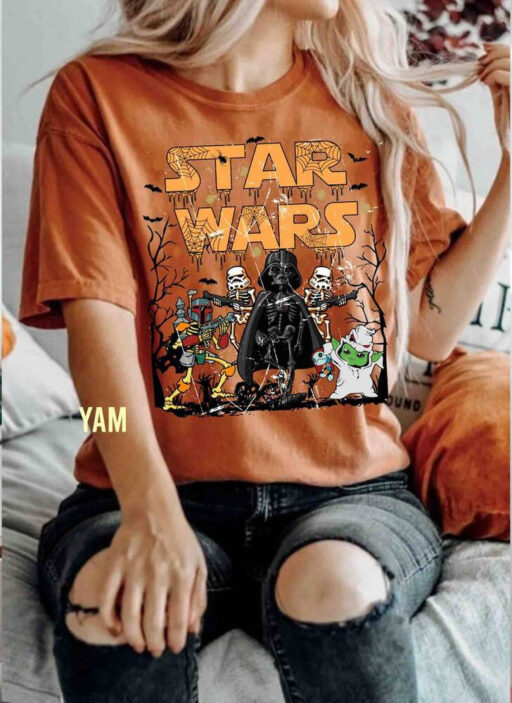 Retro Halloween Star Wars Comfort Colors Shirt, Halloween Magic Kingdom T-Shirt, Halloween Star War Mickey Ears Tee, Halloween Party Shirt