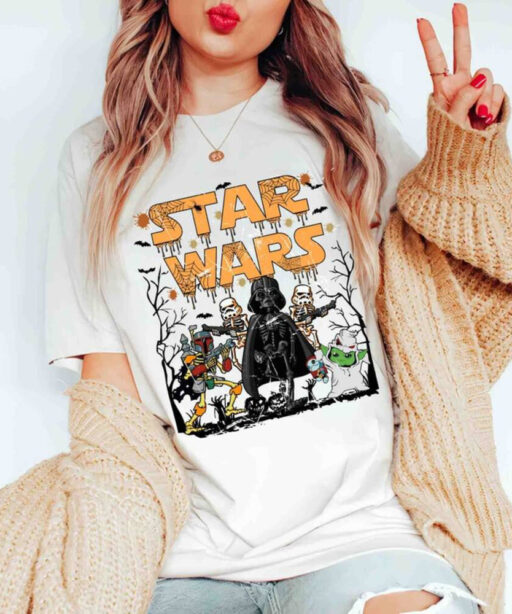 Retro Halloween Star Wars Comfort Colors Shirt, Halloween Magic Kingdom T-Shirt, Halloween Star War Mickey Ears Tee, Halloween Party Shirt