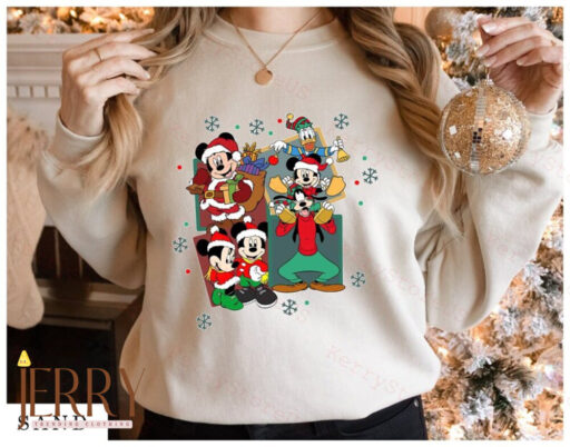 Retro Happy Xmas Day Mickey And Friends Disney Christmas Sweatshirt, Disney Family Christmas Shirt, Disney Holiday Shirt, Disney Xmas Shirt