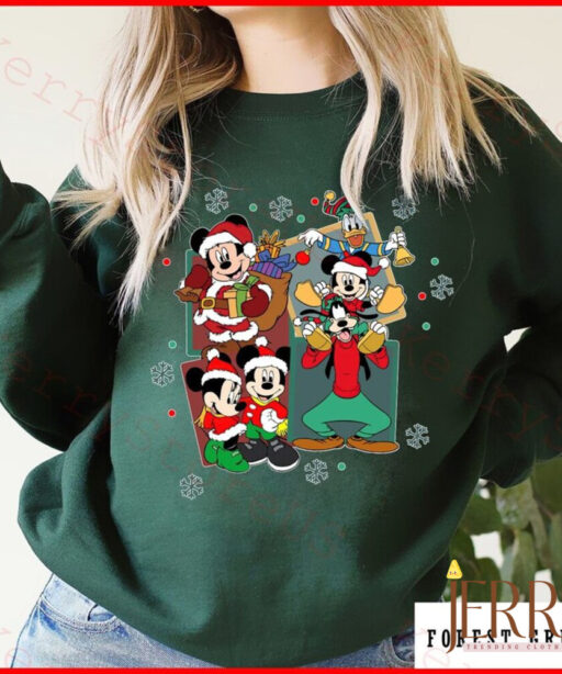 Retro Happy Xmas Day Mickey And Friends Disney Christmas Sweatshirt, Disney Family Christmas Shirt, Disney Holiday Shirt, Disney Xmas Shirt