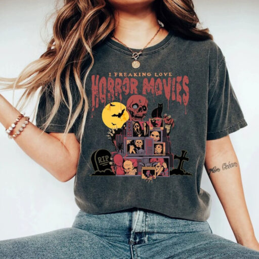 Retro Horror Night Comfort Colors Shirt, Halloween Shirt, Vintage 90s Halloween Movies, Halloween Sweatshirt, Horror Movies Characters Shirt