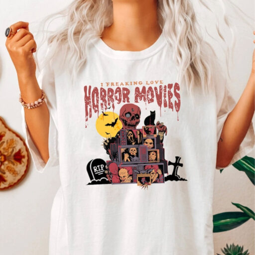 Retro Horror Night Comfort Colors Shirt, Halloween Shirt, Vintage 90s Halloween Movies, Halloween Sweatshirt, Horror Movies Characters Shirt