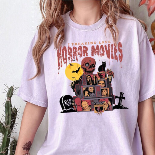 Retro Horror Night Comfort Colors Shirt, Halloween Shirt, Vintage 90s Halloween Movies, Halloween Sweatshirt, Horror Movies Characters Shirt