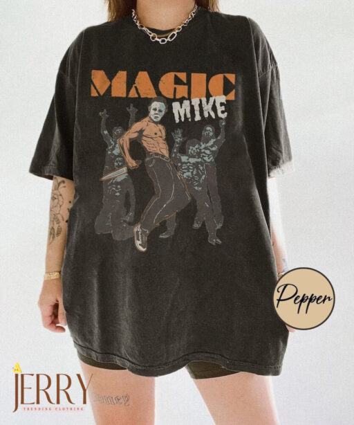 Retro Magic Mike Comfort Colors Shirt, Michael Myers Halloween Shirt , Friday the 13th Shirt, Halloween Shirt, Horror Night Movie Shirt
