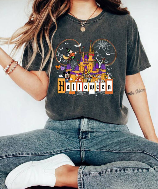 Retro Mickey And Friends Halloween Comfort Color Shirt, Disney Skeleton Shirt, Disney Balloons Halloween Shirt, Disney Halloween Party Shirt