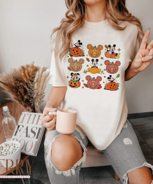 Retro Mickey and Friends Halloween Shirt, Disney Pumpkins Shirt, Cute Fall Shirt, Disney Skeleton Halloween Shirt, Happy Halloween T-shirt