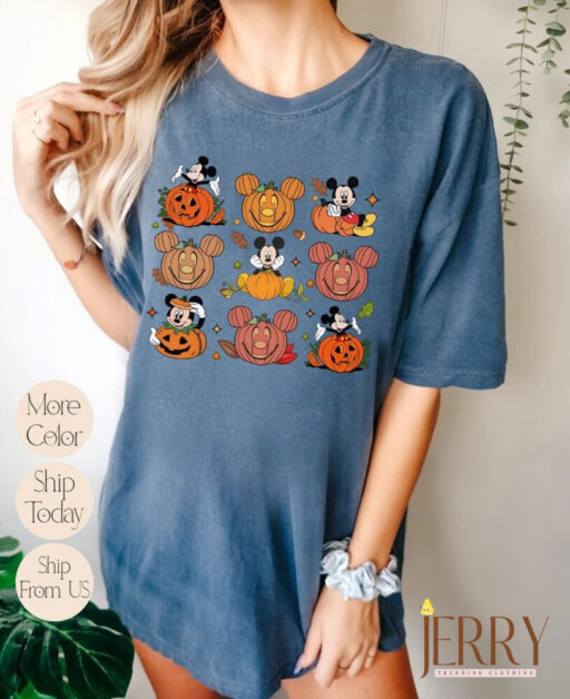 Retro Mickey and Friends Halloween Shirt, Disney Pumpkins Shirt, Cute Fall Shirt, Disney Skeleton Halloween Shirt, Happy Halloween T-shirt