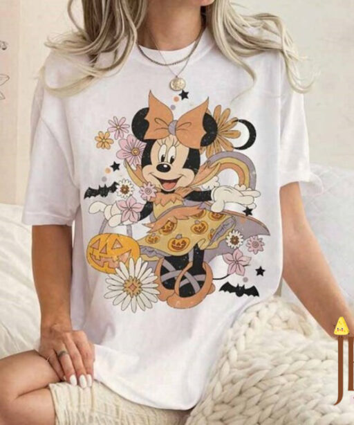 Retro Minnie Halloween Shirt, Cute Halloween Shirt, Disney Woman Shirt, Disney Halloween Shirt, Minnie Pumpkin Shirt, Minnie Spooky Shirt