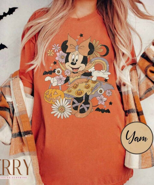 Retro Minnie Halloween Shirt, Cute Halloween Shirt, Disney Woman Shirt, Disney Halloween Shirt, Minnie Pumpkin Shirt, Minnie Spooky Shirt