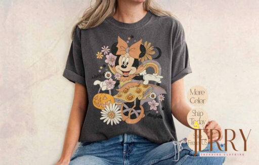 Retro Minnie Halloween Shirt, Cute Halloween Shirt, Disney Woman Shirt, Disney Halloween Shirt, Minnie Pumpkin Shirt, Minnie Spooky Shirt