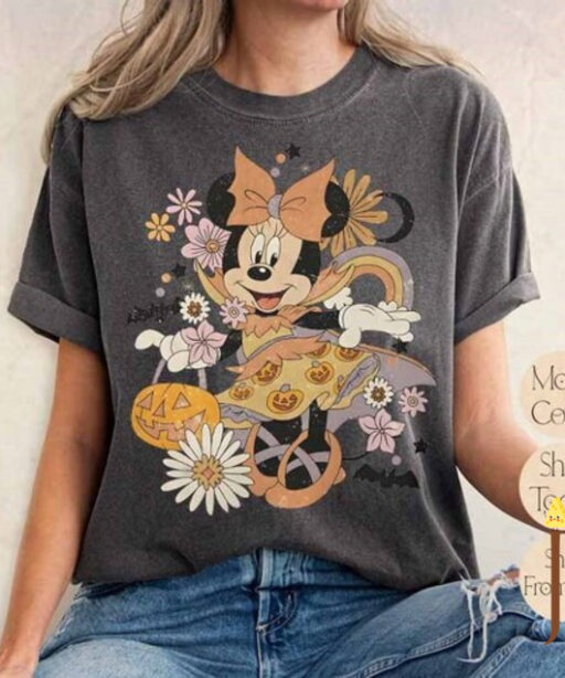 Retro Minnie Halloween Shirt, Cute Halloween Shirt, Disney Woman Shirt, Disney Halloween Shirt, Minnie Pumpkin Shirt, Minnie Spooky Shirt