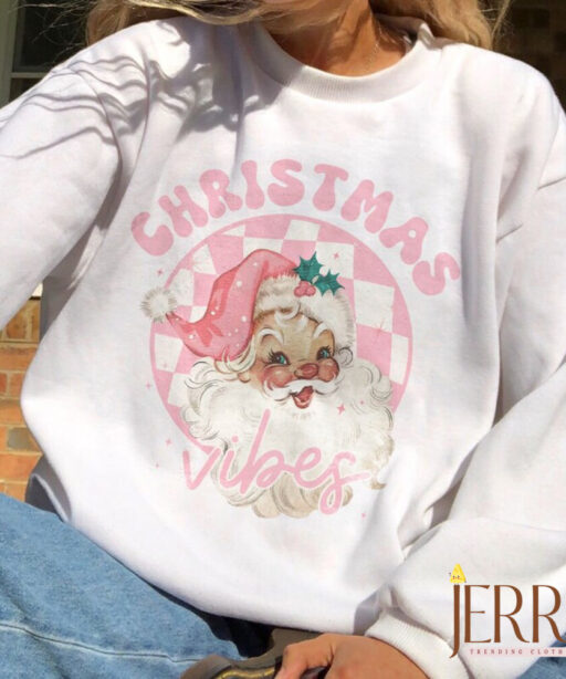 Retro Pink Santa Christmas shirt, very merry christmas, Pink santa xmas tee, Pink Santa Claus, reindeer shirt,Christmas Gift,Family Matching